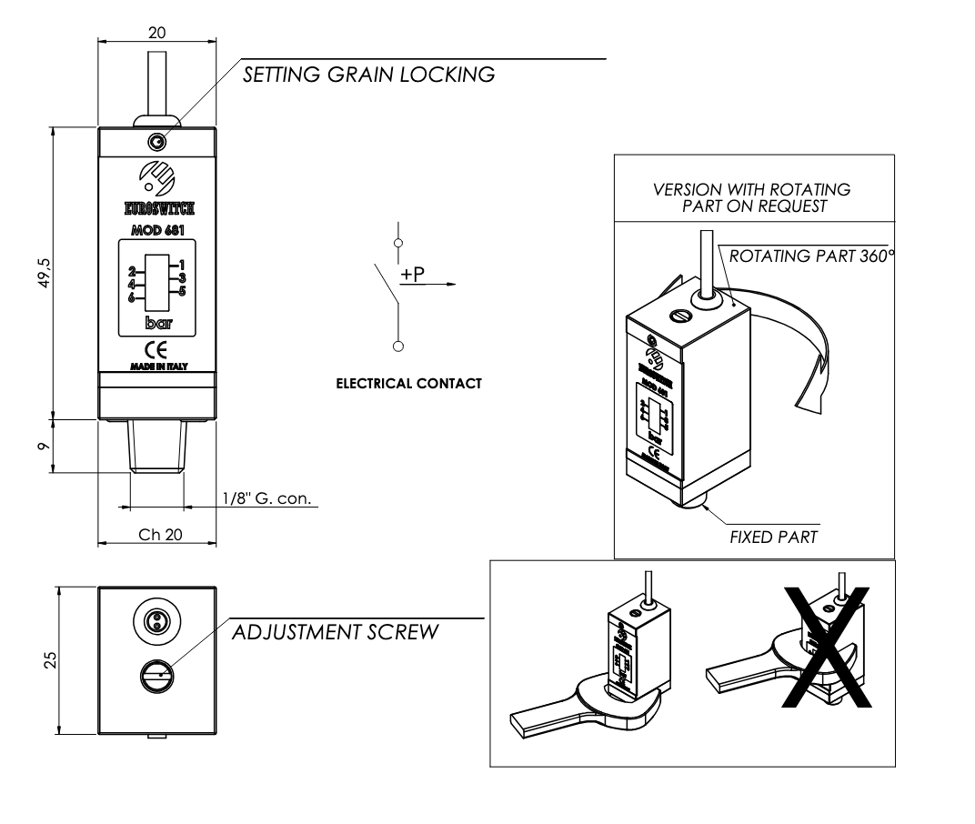 681 Pressure Switch With Setting Visual Scale