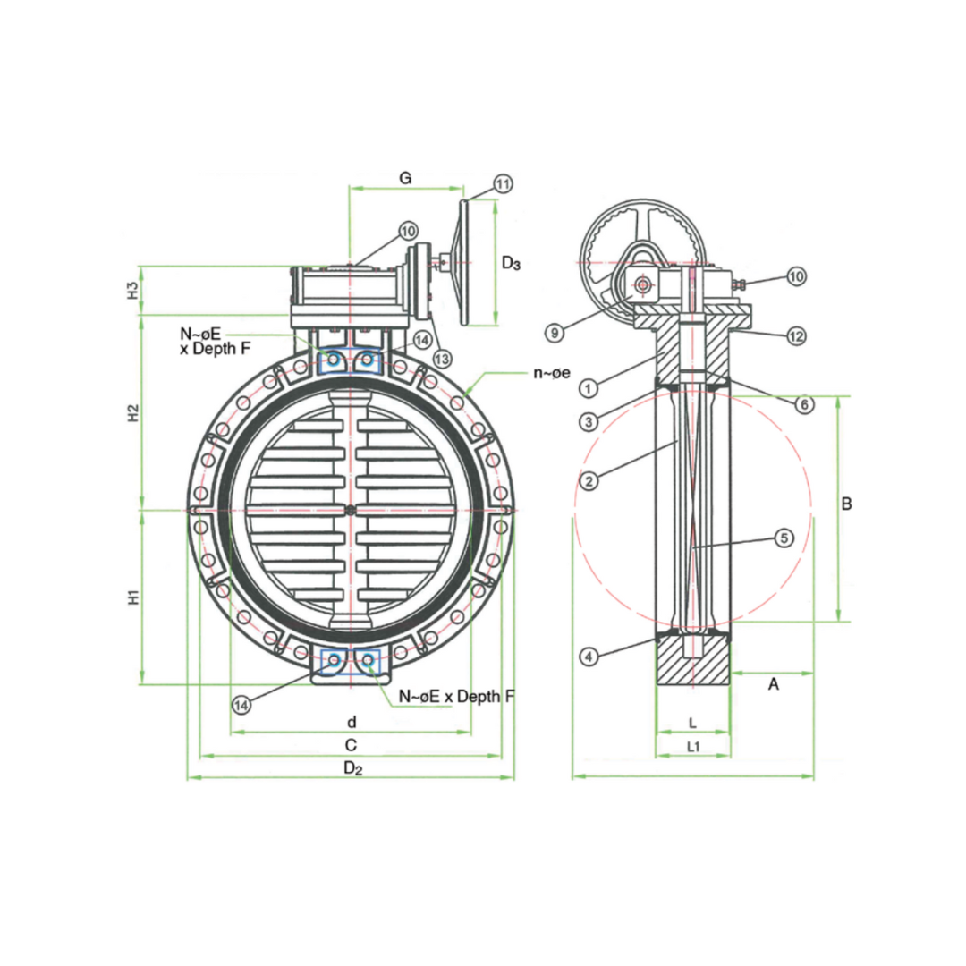 GY Series Giant Elastomer Seated Butterfly Valves