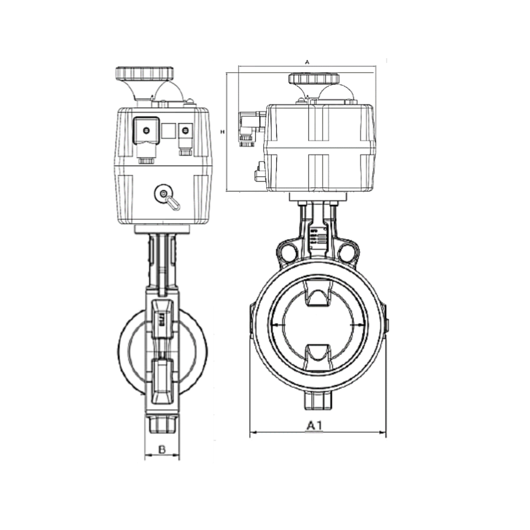 Total Stainless Steel Butterfly Valve PN16 Wafer With Electric Actuator
