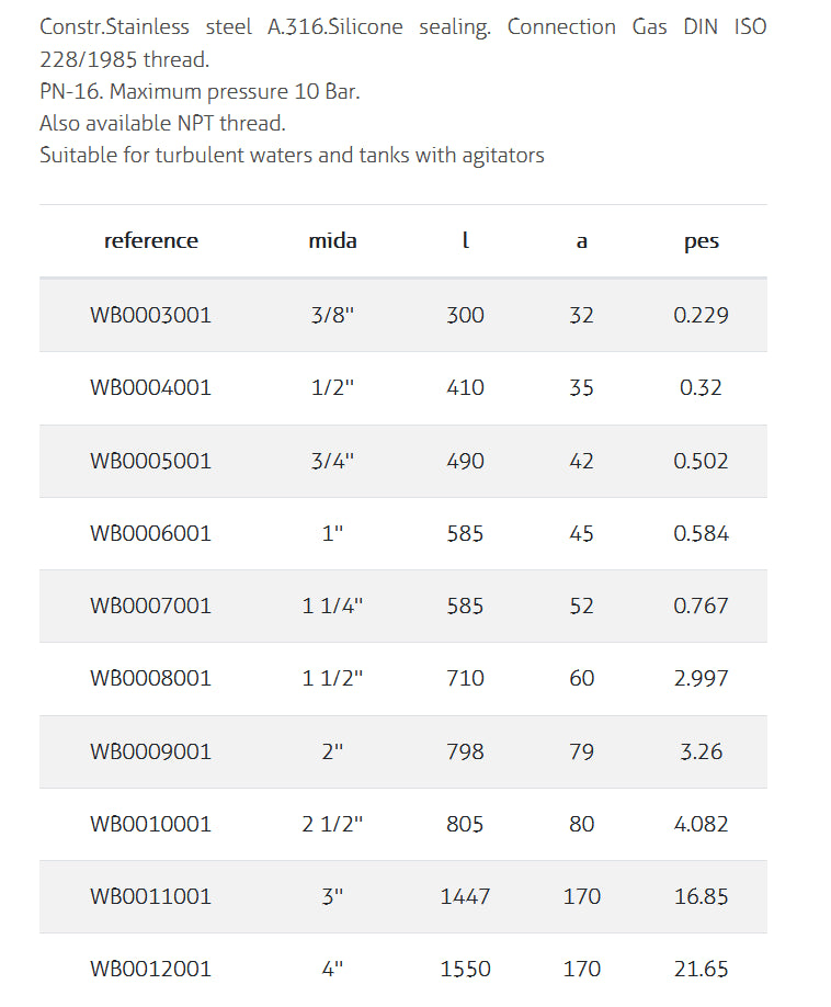 Floating Valve SS A.316 With Reinforced Lever