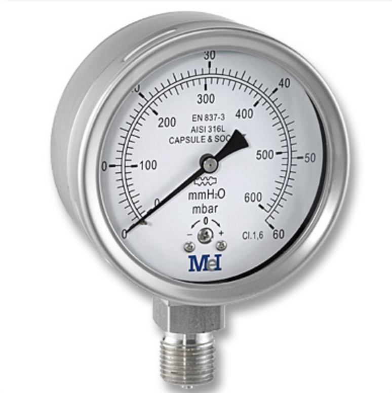 All Stainless Steel Low Pressure Gauge 100mm
