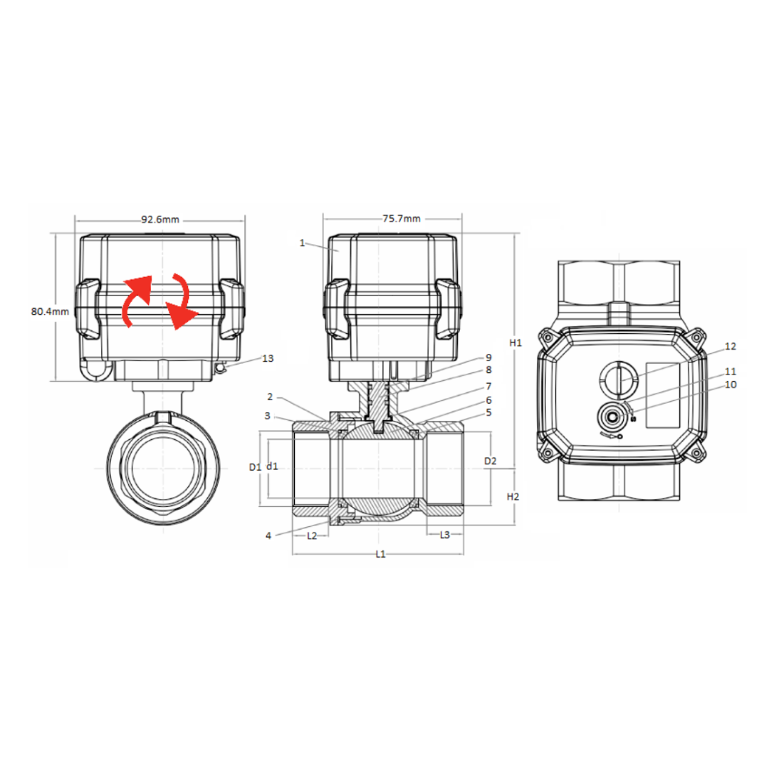 2″ BSP Motor actuated WRAS ball valve 12-24vAC/DC or 110-240vAC
