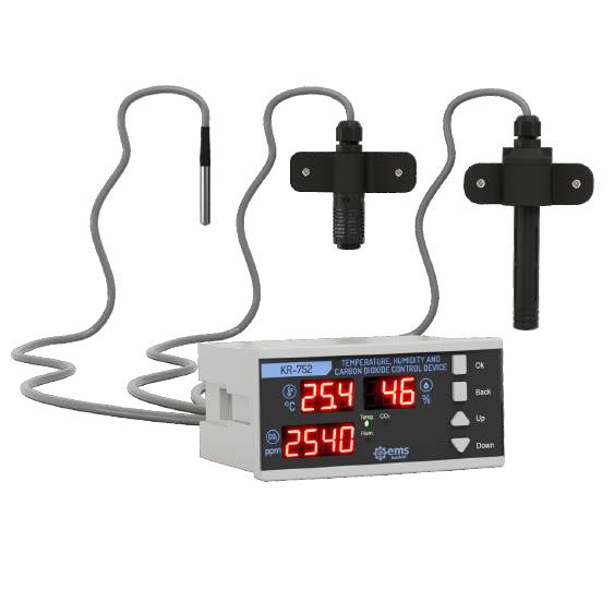 EMS Kontrol KR-752 Panel Temperature, Humidity & CO₂ Controller with NTC Probe