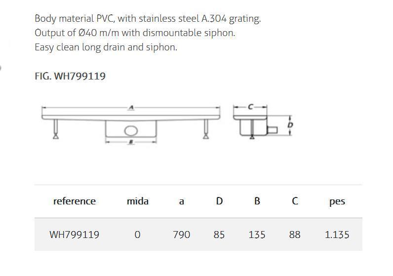 Domestic Long Drain 190x90mm